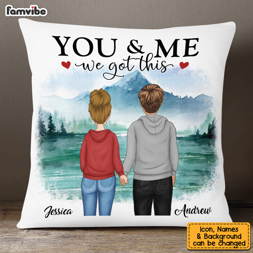 Personalized You & Me We Got This Watercolor Mountain Beach View Pillow DB121 58O53 Primary Mockup