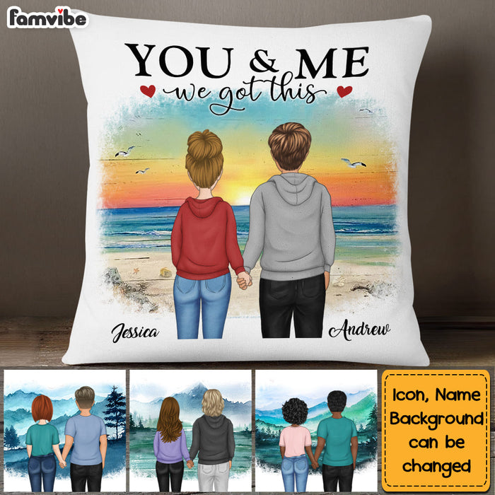 Personalized You & Me We Got This Watercolor Mountain Beach View Pillow DB121 58O53 1