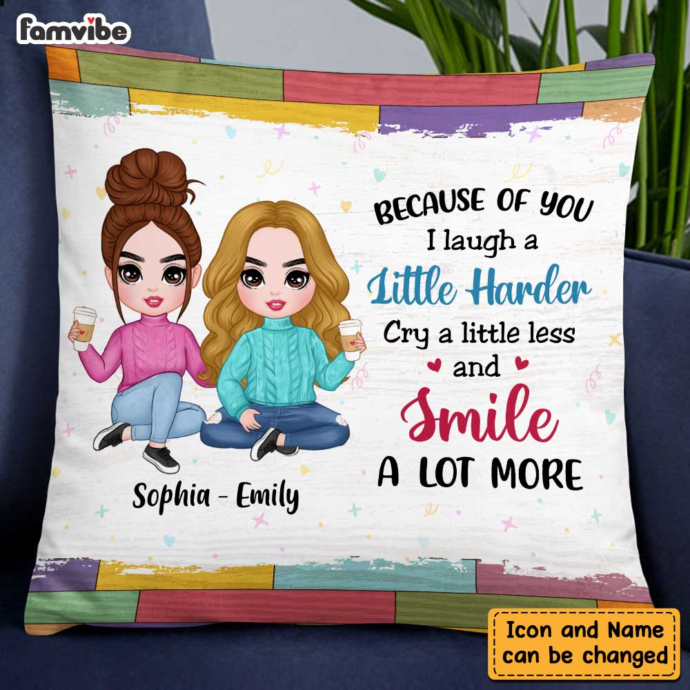 Personalized Because Of You I Smile Friends Pillow DB143 85O47 Primary Mockup
