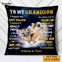Personalized To Grandson From Grandma Lion Lion Hug This Pillow DB151 32O58 thumb 1