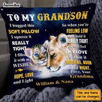 Personalized To Grandson From Grandma Lion Lion Hug This Pillow DB151 32O58 thumb 1