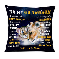 Personalized To Grandson From Grandma Lion Lion Hug This Pillow DB151 32O58 thumb 1