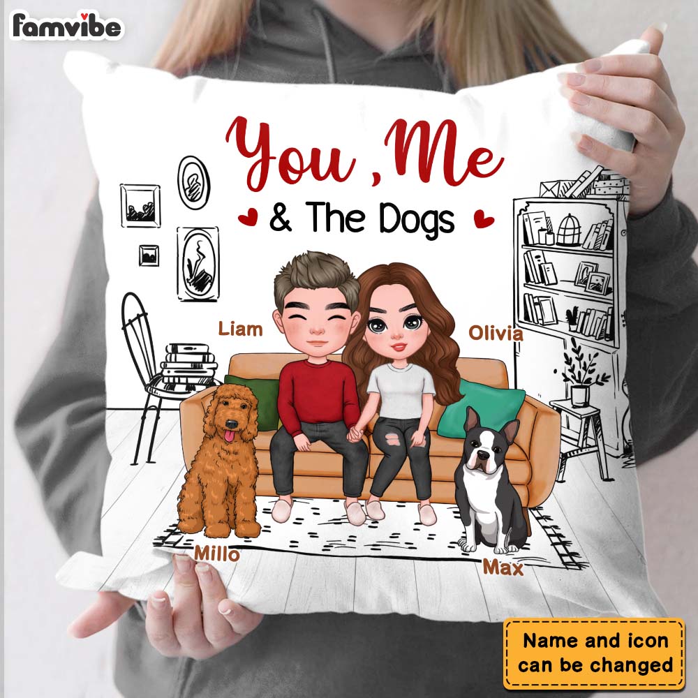 Personalized Couple You Me And The Dogs Pillow DB162 36O28 Primary Mockup