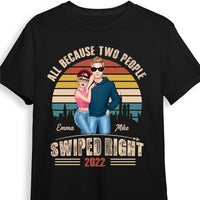 Personalized Couple Retro Sunset Swiped Right Shirt - Hoodie - Sweatshirt DB174 30O28 thumb 1