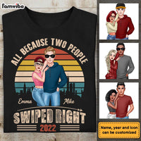 Personalized Couple Retro Sunset Swiped Right Shirt - Hoodie - Sweatshirt DB174 30O28 thumb 1
