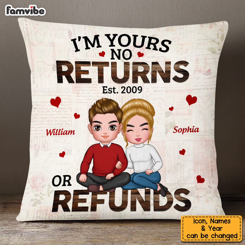 Personalized Couple I'm Yours No Returns Or Refunds Pillow DB193 30O53 Primary Mockup