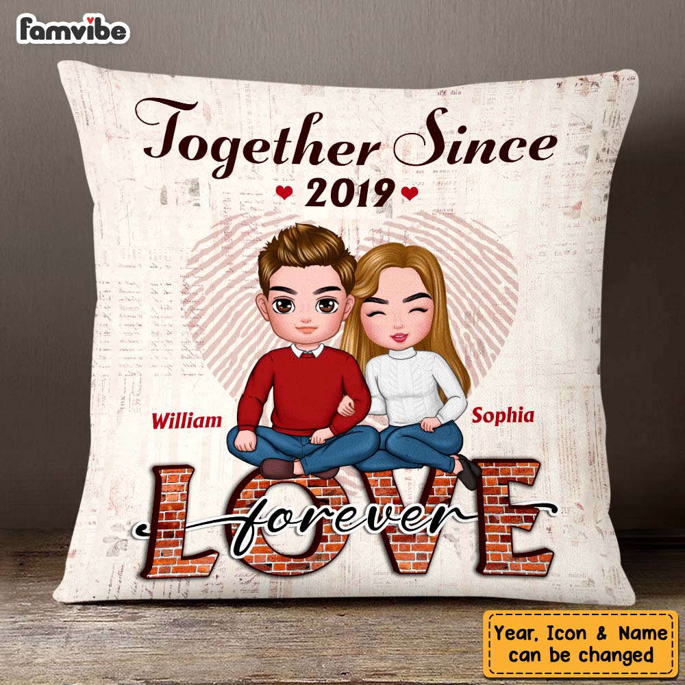 Personalized Together Since Love Forever Couple Pillow 22578 Primary Mockup