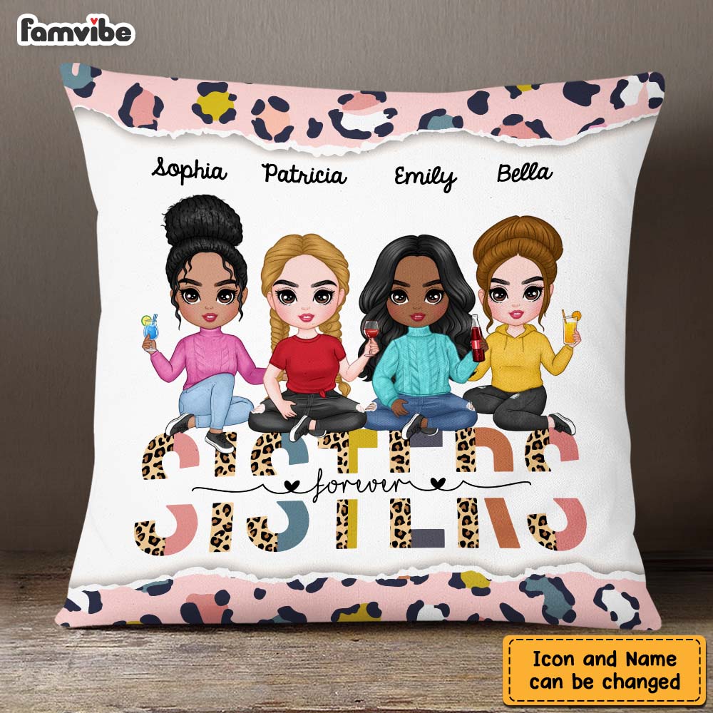Personalized Cheetah Sisters Forever Friendship Pillow DB192 58O47 Primary Mockup