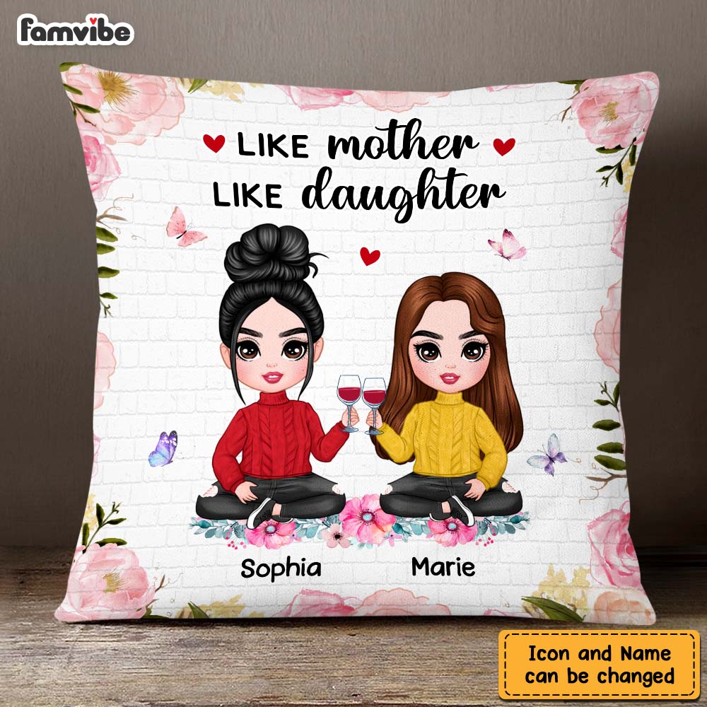 Personalized Like Mother Like Daughter Mom Gift Pillow DB193 58O47 Primary Mockup