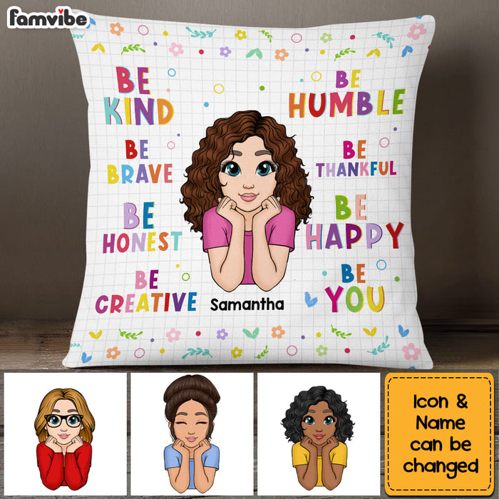 Personalized Granddaughter Be Kind Be Brave be Honest Colorful Inspirational Pillow 22587 1