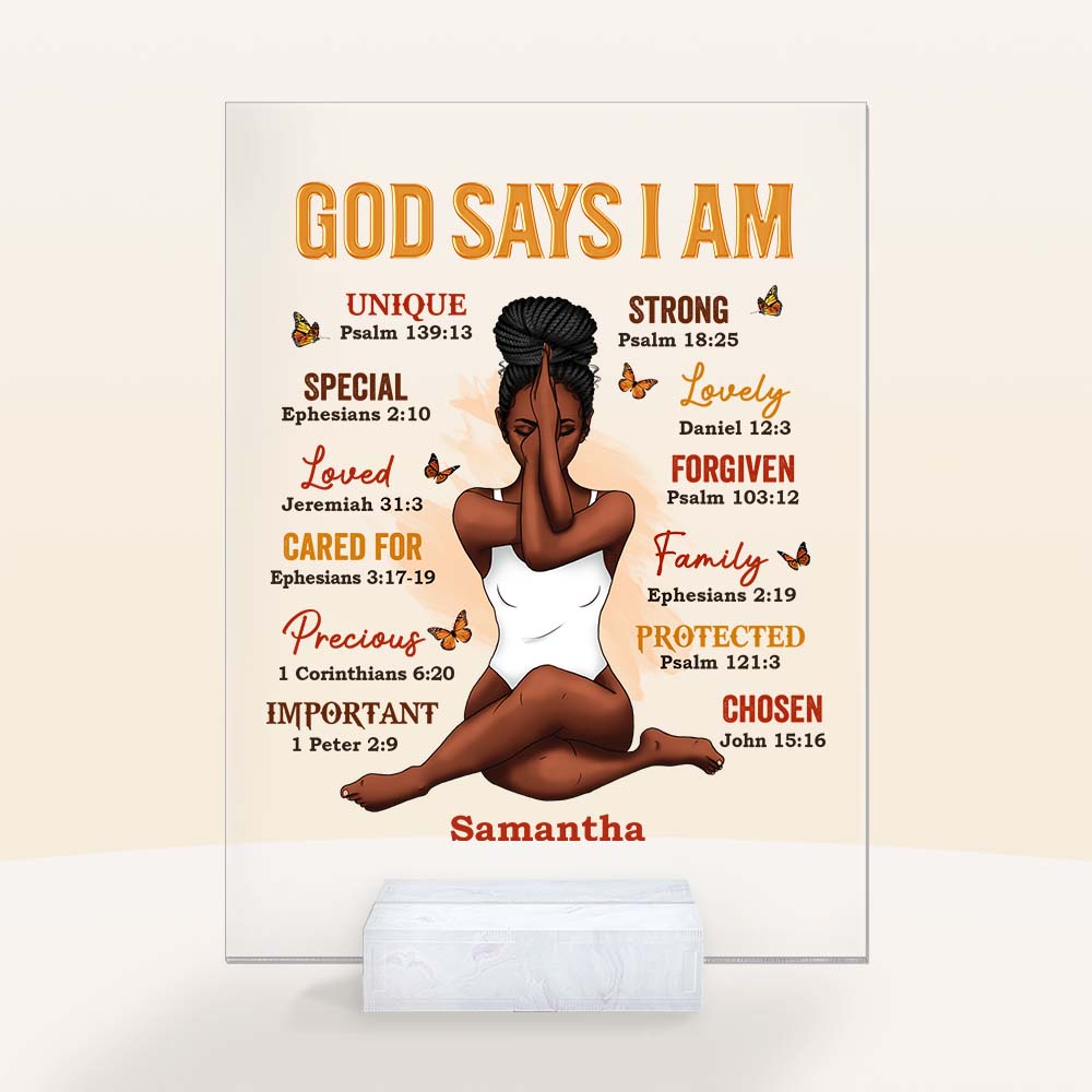 God Says I Am - Cartoon Version - Personalized Acrylic Plaque – Macorner
