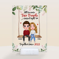 Personalized Gift For Couple All Because Two People Swiped Right Acrylic Plaque 22604 thumb 1