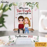 Personalized Gift For Couple All Because Two People Swiped Right Acrylic Plaque 22604 thumb 1