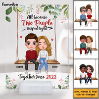 Personalized Gift For Couple All Because Two People Swiped Right Acrylic Plaque 22604 thumb 1