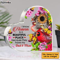 Personalized I Know Heaven Is A Beautiful Place Cardinal Loss Of Mom Dad Sympathy Memorial Gifts Acrylic Plaque DB212 58O53 thumb 1