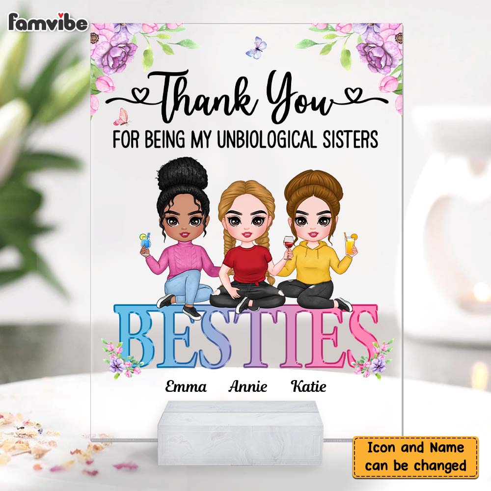 Personalized Thank You For Being My Unbiological Sister Friends Acrylic Plaque DB271 85O47 Primary Mockup