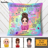 Personalized Daughter Granddaughter Unicorn Rainbow Mental Health Affirmations Pillow DB215 58O58 thumb 1