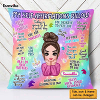 Personalized Daughter Granddaughter Unicorn Rainbow Mental Health Affirmations Pillow DB215 58O58 thumb 1