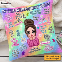 Personalized Daughter Granddaughter Unicorn Rainbow Mental Health Affirmations Pillow DB215 58O58 thumb 1
