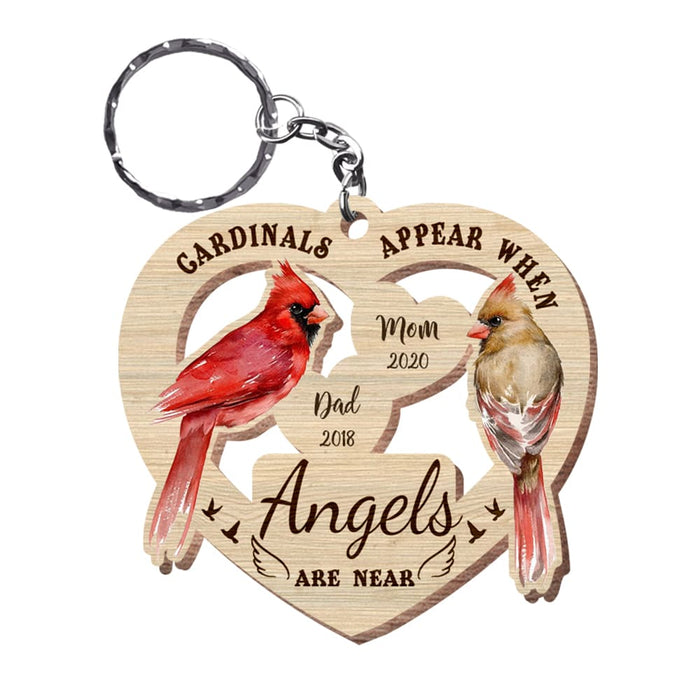 Personalized Cardinals Appear When Angels Are near Loss Of Dad Mom Wood Keychain 22622 1