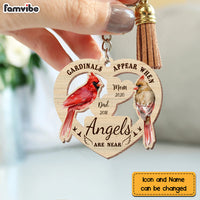 Personalized Cardinals Appear When Angels Are near Loss Of Dad Mom Wood Keychain 22622 thumb 1