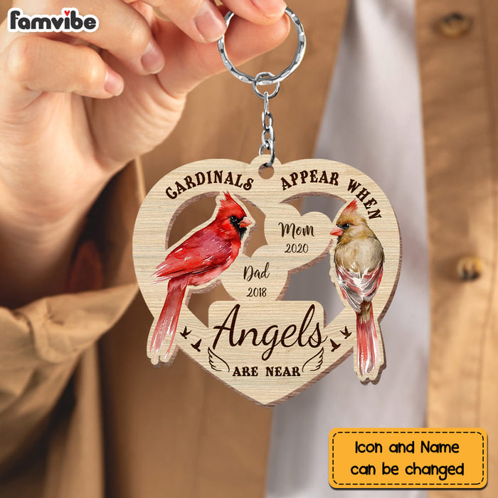 Personalized Cardinals Appear When Angels Are near Loss Of Dad Mom Wood Keychain 22622 1