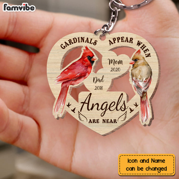 Personalized Cardinals Appear When Angels Are near Loss Of Dad Mom Wood Keychain 22622 1