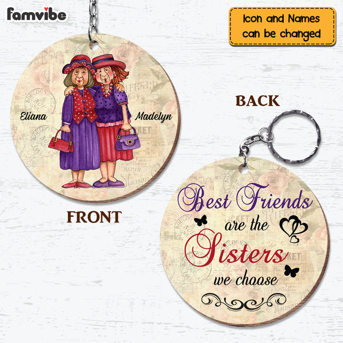 Personalized Friends Are The Sisters We Choose Wood Keychain 22659 1