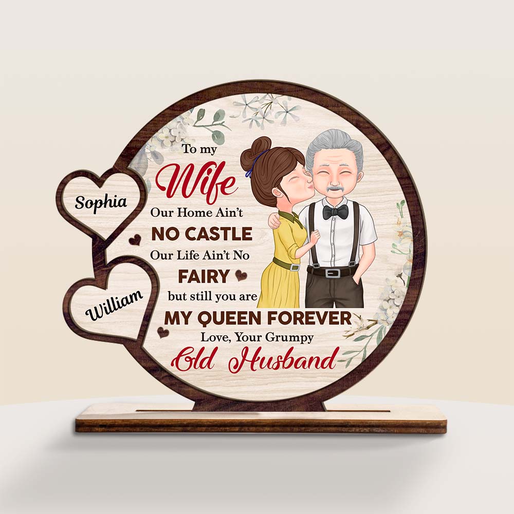Personalized Gift Husband To Wife You Are My Queen Forever Wood Plaque DB261 36O47 Primary Mockup