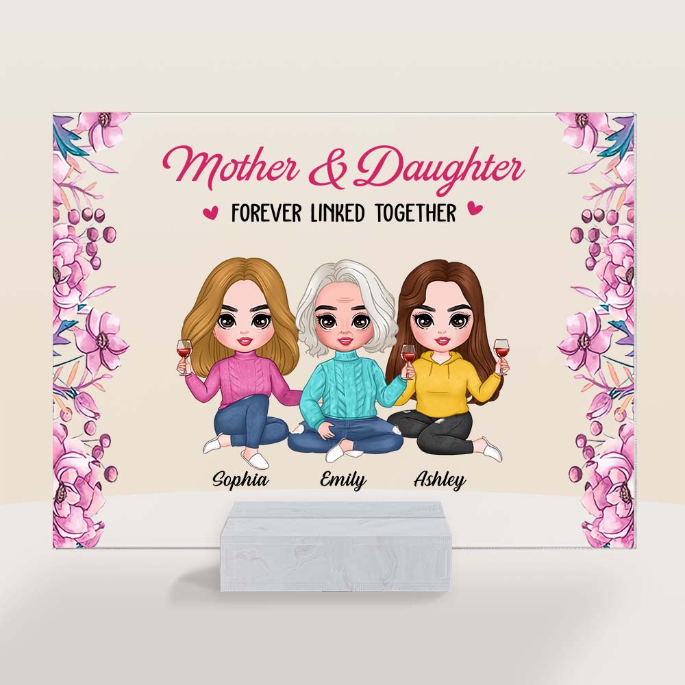 Personalized Mother & Daughters Forever Linked Together Acrylic Plaque 22677 Primary Mockup