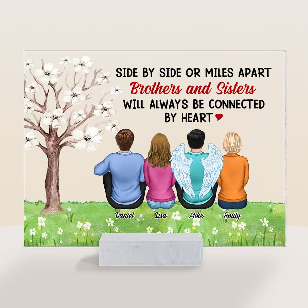 Personalized Side By Side Or Miles Apart Memorial Acrylic Plaque 22678 Primary Mockup