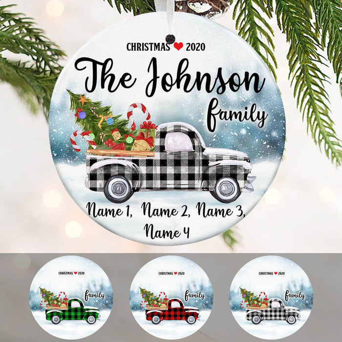 Personalized Family Christmas Red Truck  Ornament OB14 30O60 1