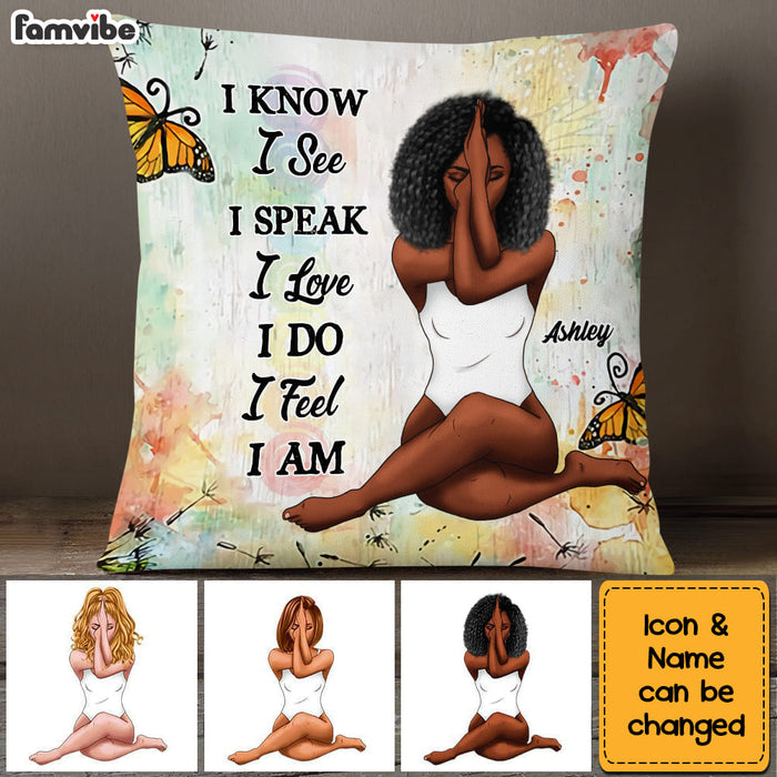 Personalized Girl Zen Meditation I Know I See Pillow 22703 1