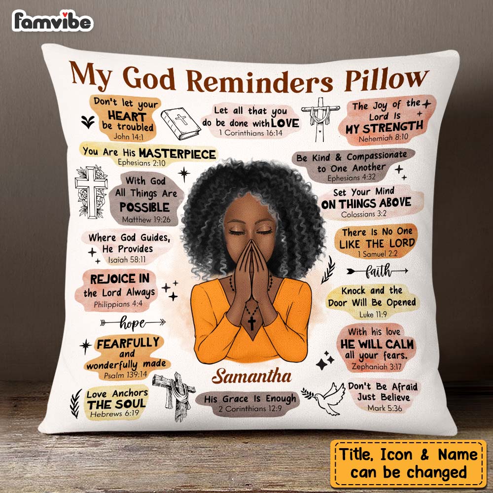 Personalized Daughter Granddaughter Christian Affirmations God Says I Am Pillow 22713 Primary Mockup
