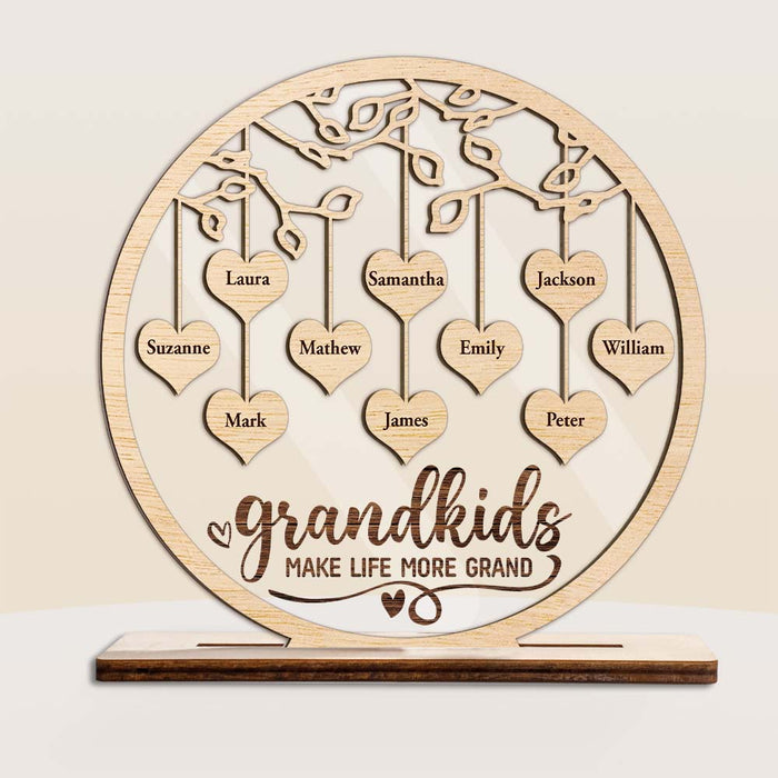 Personalized To Grandma Grandkids Life More Grand Heart Tree Plaque 22737 1