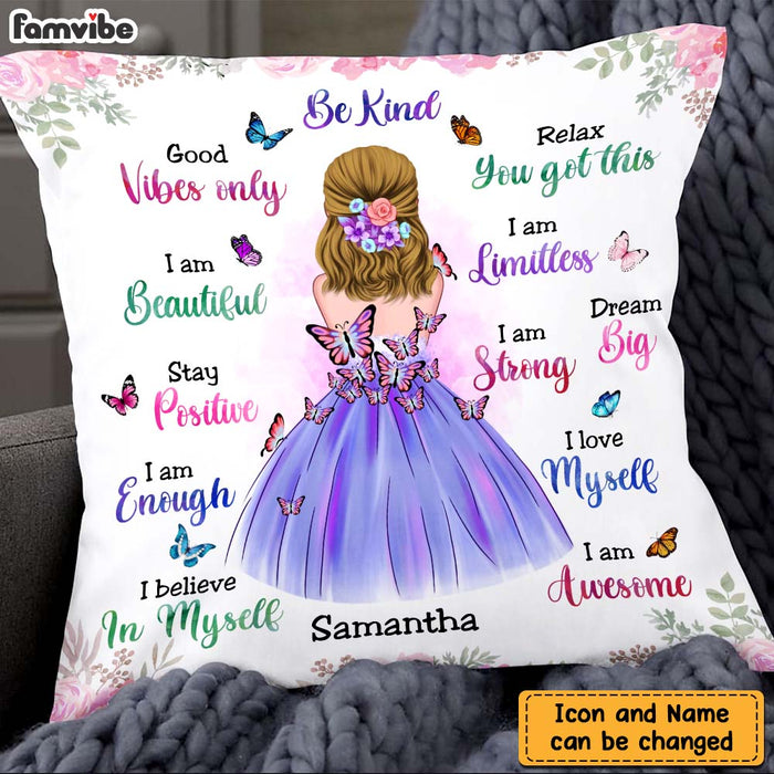 Personalized Granddaughter Daughter Be Kind Motivational Quotes Butterfly Pillow 22738 1