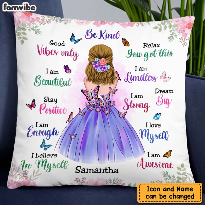 Personalized Granddaughter Daughter Be Kind Motivational Quotes Butterfly Pillow 22738 1