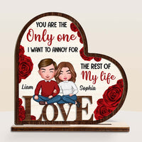 Personalized Couples Annoy For The Rest Of My Life Roses Heart-Shaped Wood Plaque 22741 thumb 1