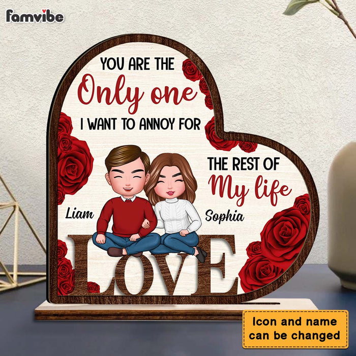 Personalized Couples Annoy For The Rest Of My Life Roses Heart-Shaped Wood Plaque 22741 1