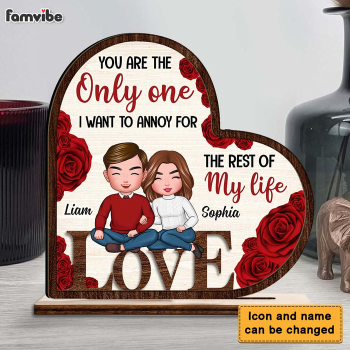 Personalized Couples Annoy For The Rest Of My Life Roses Heart-Shaped Wood Plaque 22741 1