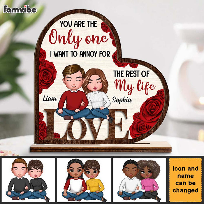 Personalized Couples Annoy For The Rest Of My Life Roses Heart-Shaped Wood Plaque 22741 1