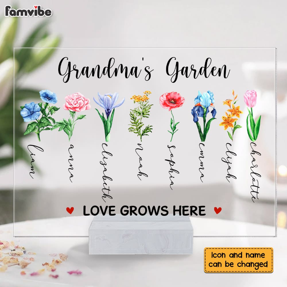 Personalized Grandma's Garden Love Grows Here Acrylic Plaque 22742 Primary Mockup
