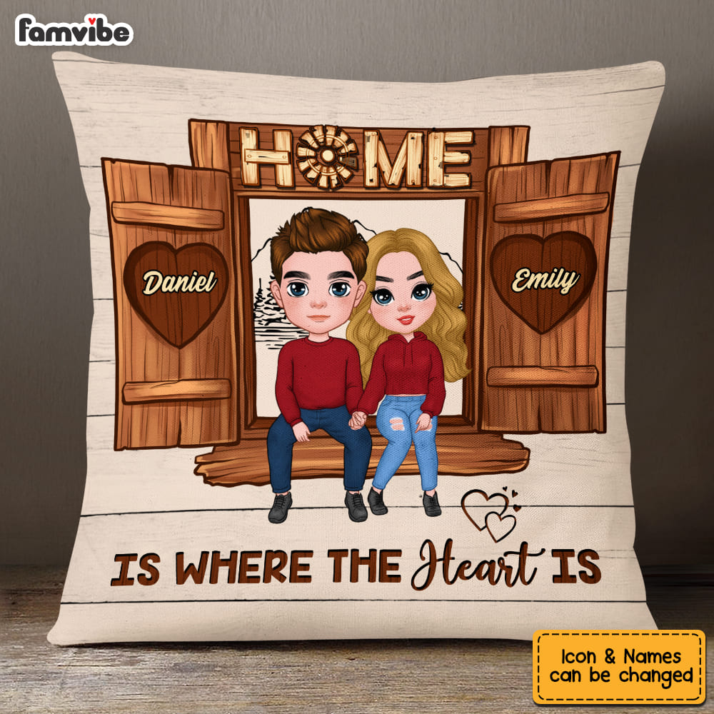 Personalized Couples Home Is Where The Heart Is Pillow 22744 Primary Mockup