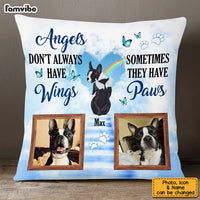 Personalized Pet Photo Memorial With Angel Wings Pet Loss Pillow 22749 thumb 1