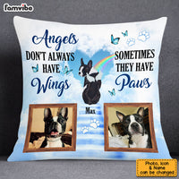 Personalized Pet Photo Memorial With Angel Wings Pet Loss Pillow 22749 thumb 1