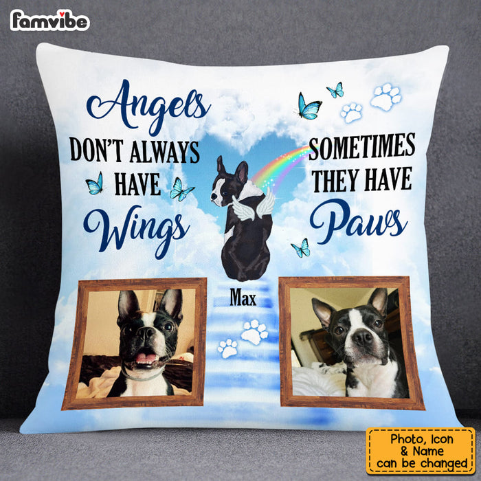 Personalized Pet Photo Memorial With Angel Wings Pet Loss Pillow 22749 1