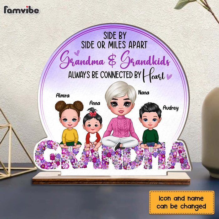 Personalized Grandma Side By Side Or Miles Apart Always Be Collected By Heart Wood Plaque 22792 1