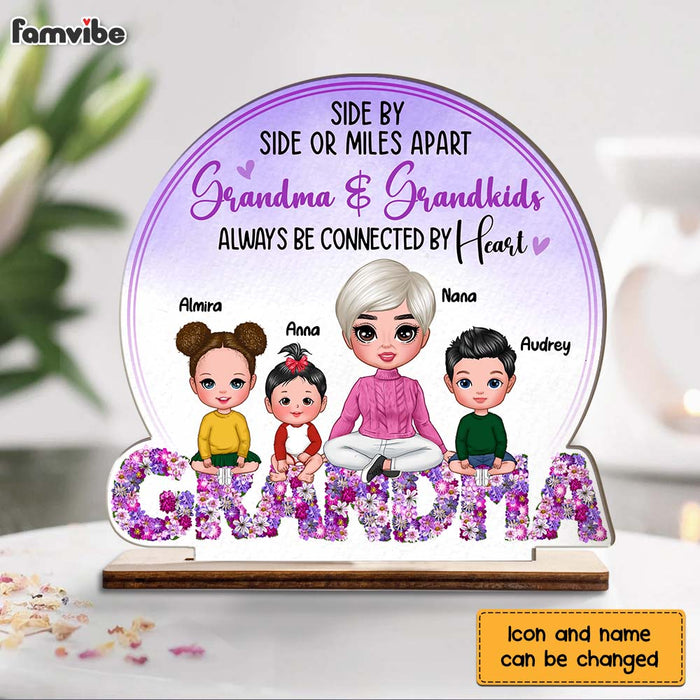 Personalized Grandma Side By Side Or Miles Apart Always Be Collected By Heart Wood Plaque 22792 1