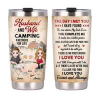 Personalized Couple Camping Partners For Life Steel Tumbler 22794 thumb 1