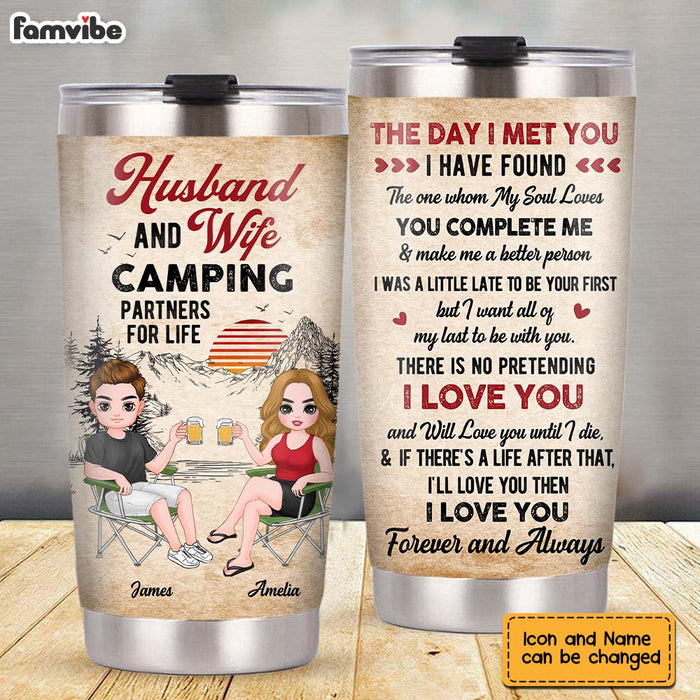Personalized Couple Camping Partners For Life Steel Tumbler 22794 1